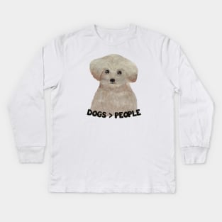 Dogs > people Dogs are grater than people Watercolor cute dachshund puppy Kids Long Sleeve T-Shirt